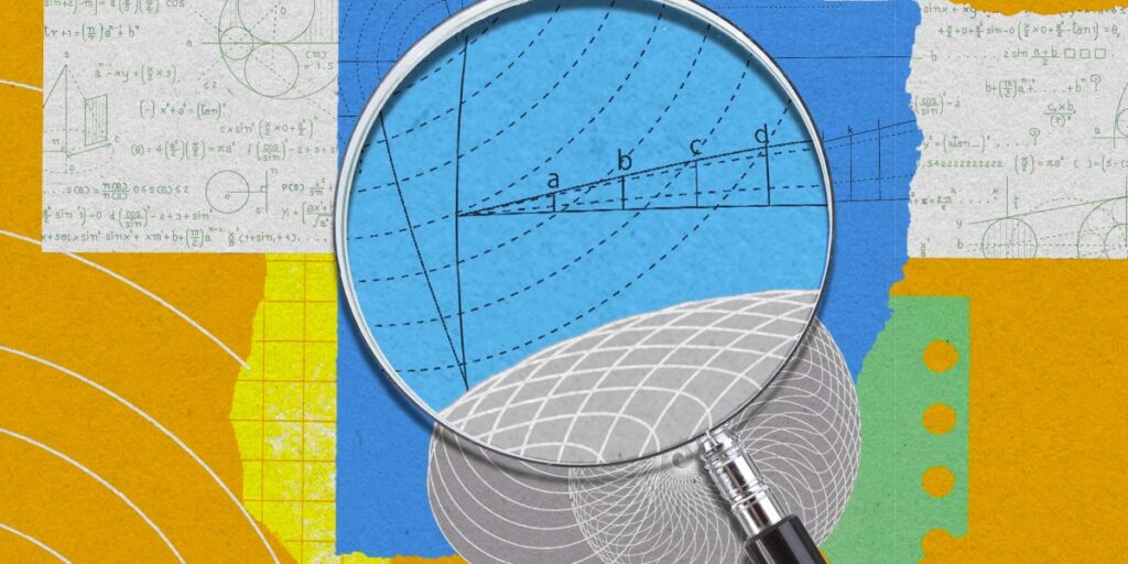 Illustration of mathematicians collaborating with an AI interface, via MIT Technology Review