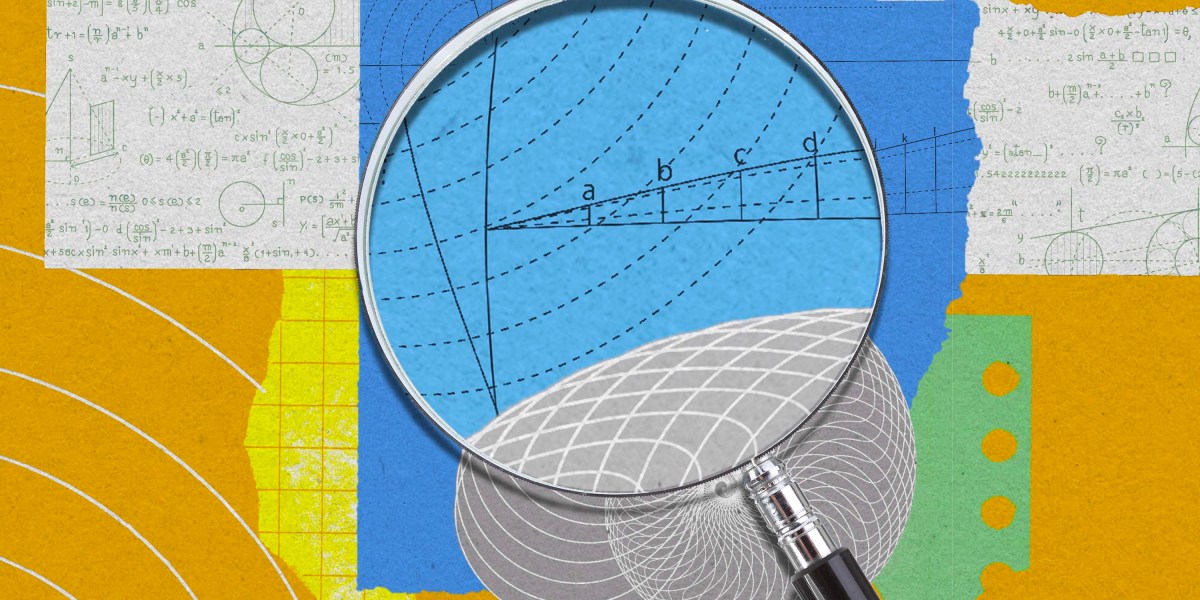 Illustration of mathematicians collaborating with an AI interface, via MIT Technology Review